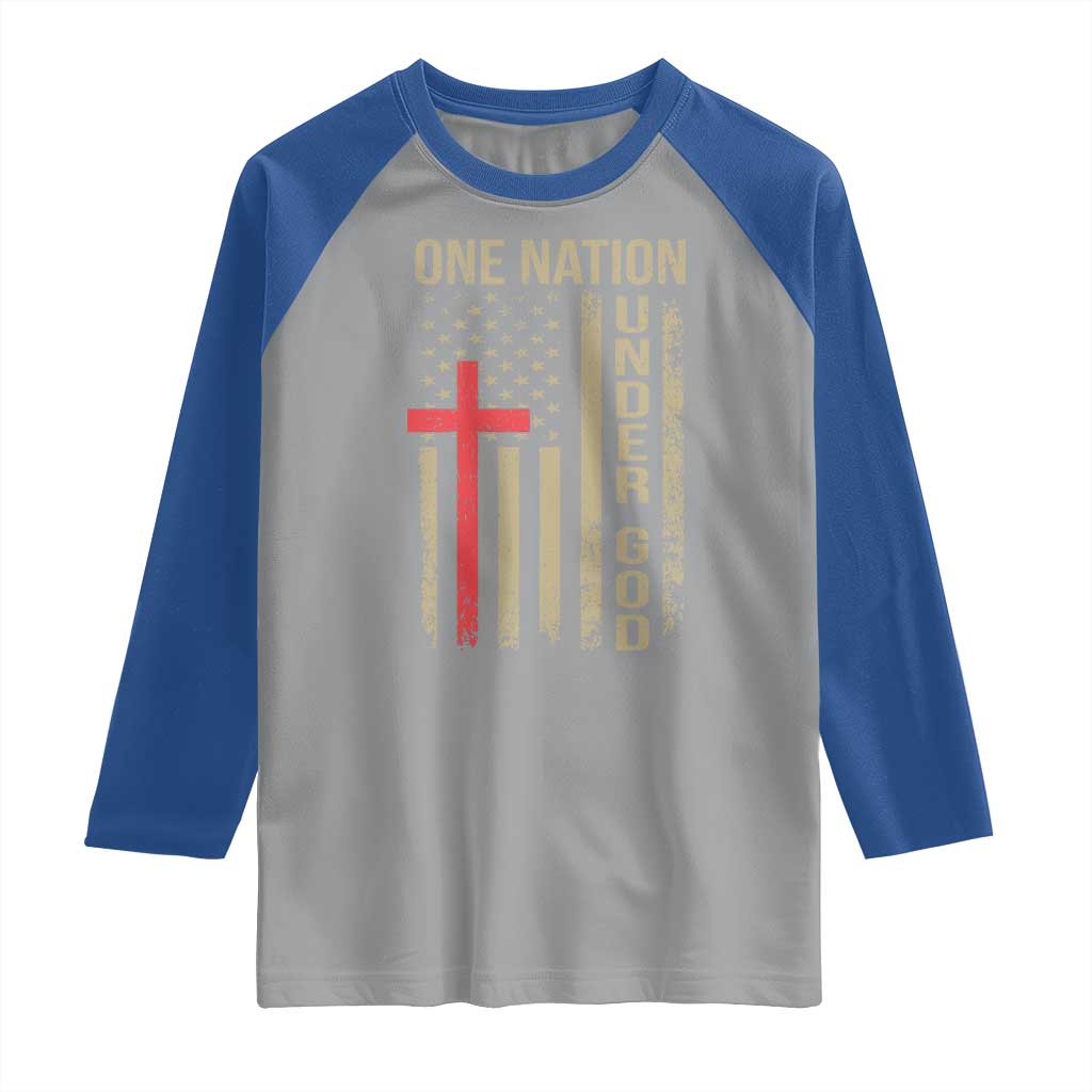 Funny One Nation Under God Raglan Shirt 4th Of July Patriotic Christian American Flag - Wonder Print Shop