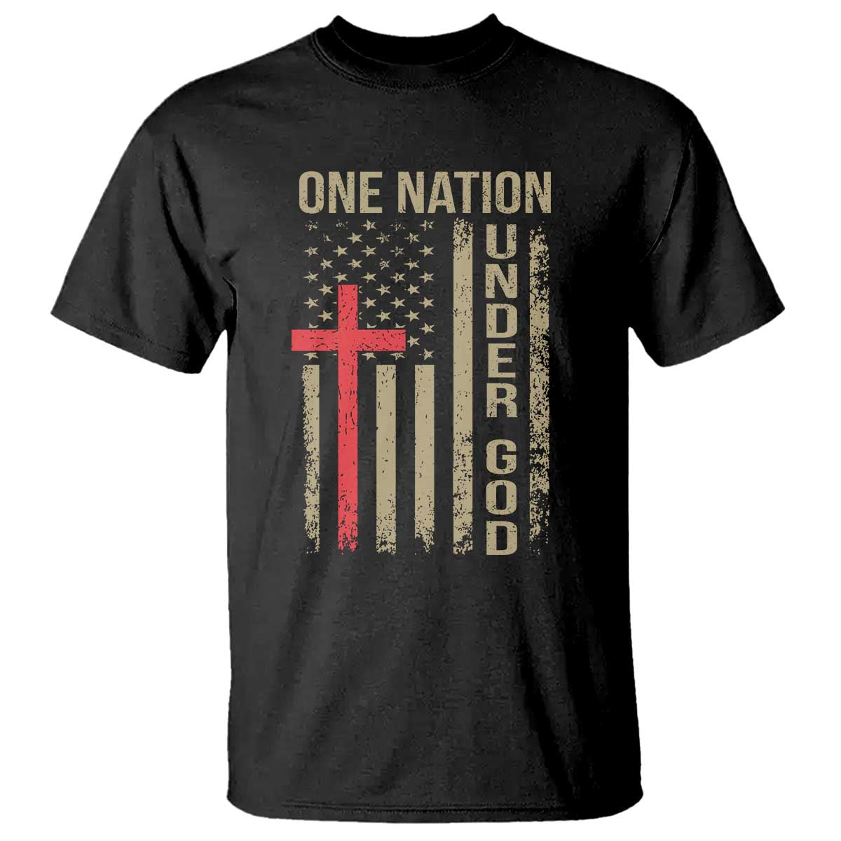 Funny One Nation Under God T Shirt 4th Of July Patriotic Christian American Flag - Wonder Print Shop