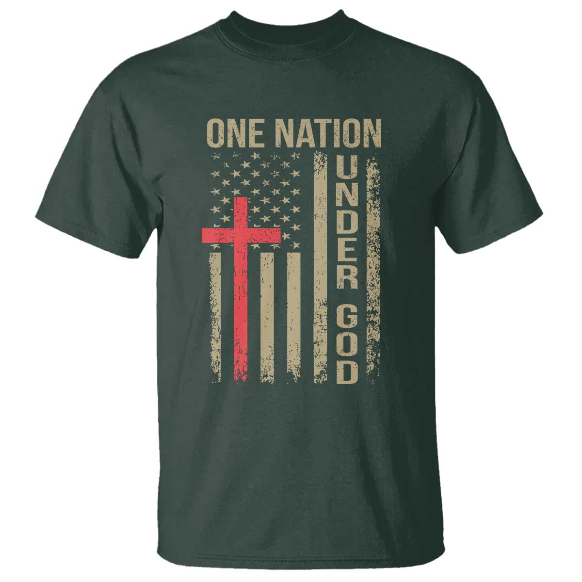 Funny One Nation Under God T Shirt 4th Of July Patriotic Christian American Flag - Wonder Print Shop
