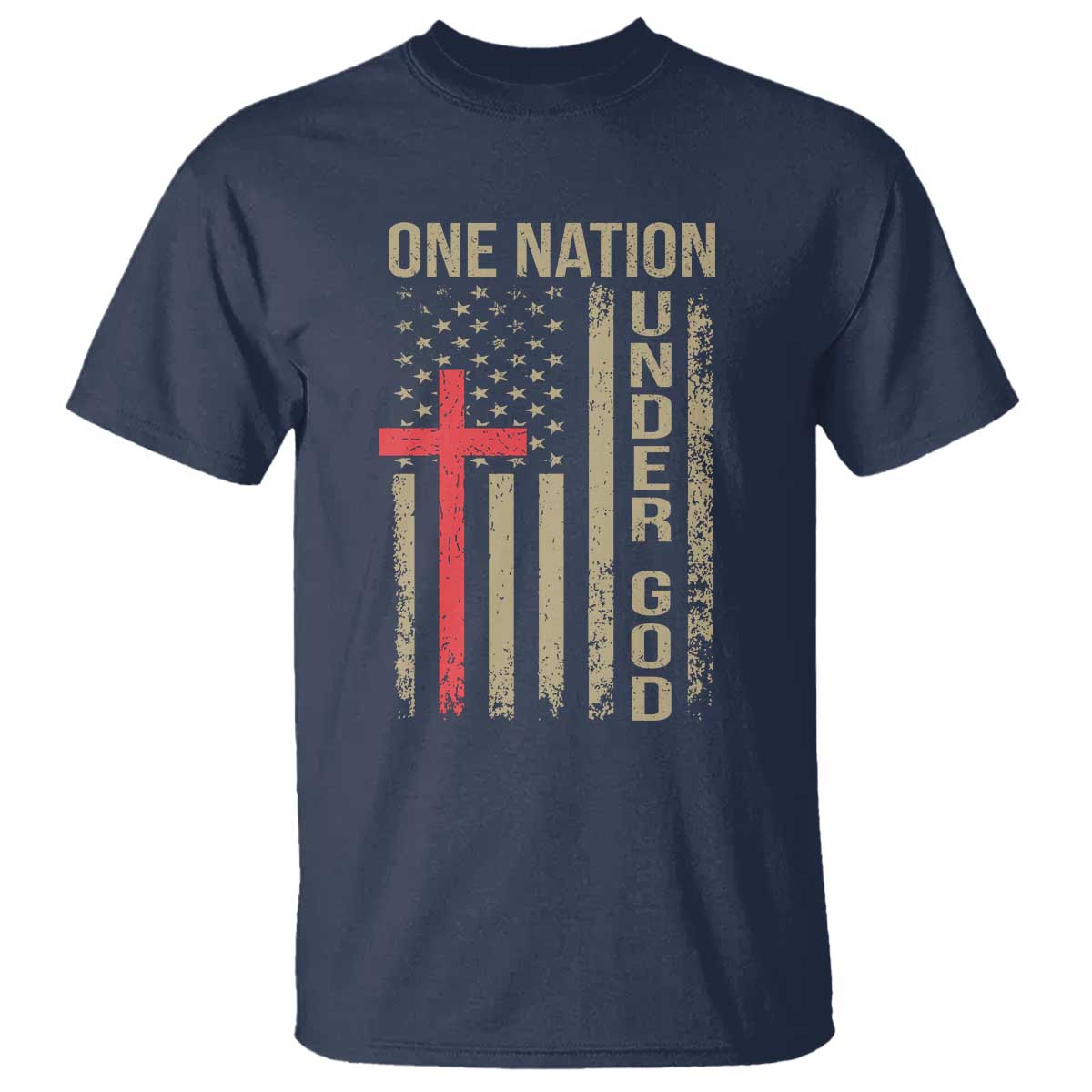 Funny One Nation Under God T Shirt 4th Of July Patriotic Christian American Flag - Wonder Print Shop