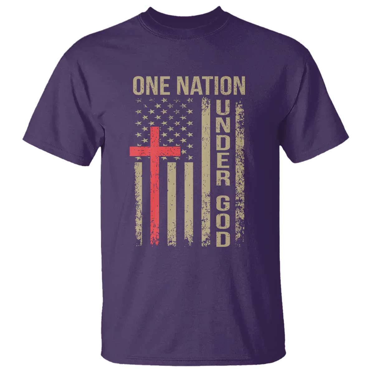 Funny One Nation Under God T Shirt 4th Of July Patriotic Christian American Flag - Wonder Print Shop
