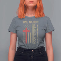 Funny One Nation Under God T Shirt For Women 4th Of July Patriotic Christian American Flag - Wonder Print Shop