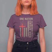 Funny One Nation Under God T Shirt For Women 4th Of July Patriotic Christian American Flag - Wonder Print Shop