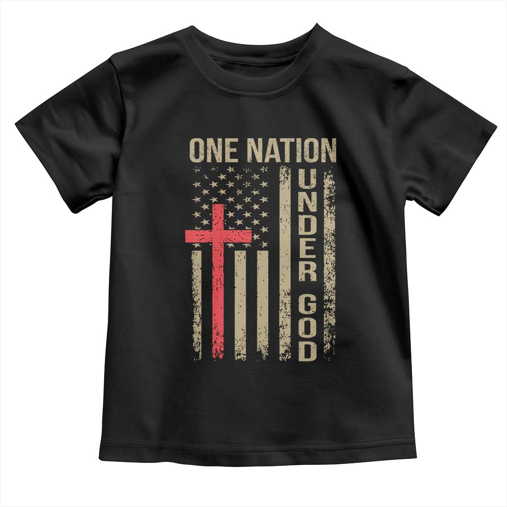 Funny One Nation Under God Toddler T Shirt 4th Of July Patriotic Christian American Flag - Wonder Print Shop