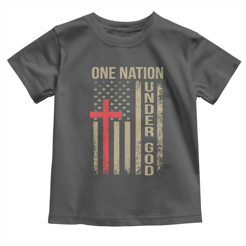 Funny One Nation Under God Toddler T Shirt 4th Of July Patriotic Christian American Flag - Wonder Print Shop