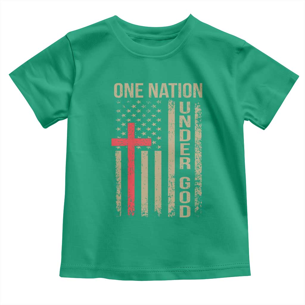 Funny One Nation Under God Toddler T Shirt 4th Of July Patriotic Christian American Flag - Wonder Print Shop