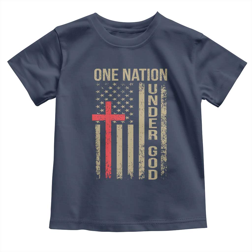 Funny One Nation Under God Toddler T Shirt 4th Of July Patriotic Christian American Flag - Wonder Print Shop