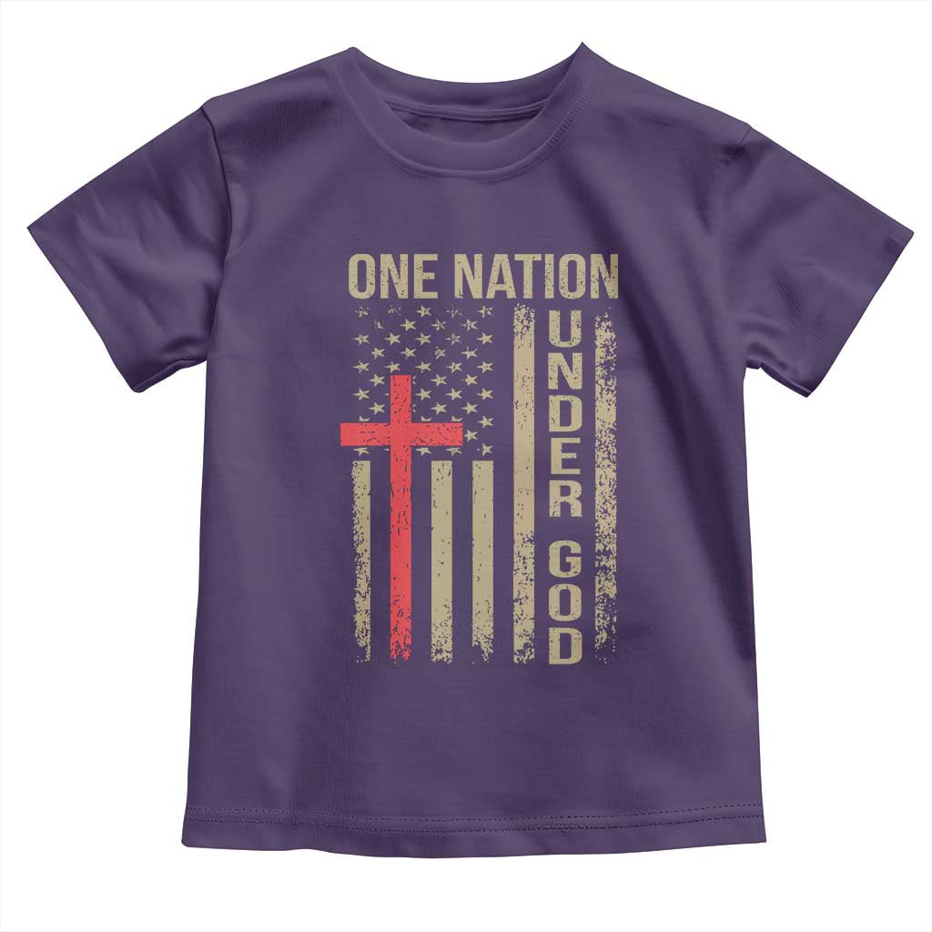 Funny One Nation Under God Toddler T Shirt 4th Of July Patriotic Christian American Flag - Wonder Print Shop