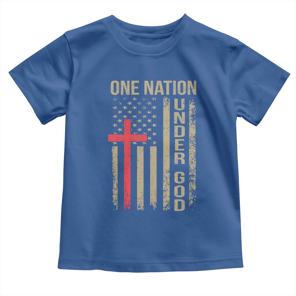 Funny One Nation Under God Toddler T Shirt 4th Of July Patriotic Christian American Flag - Wonder Print Shop