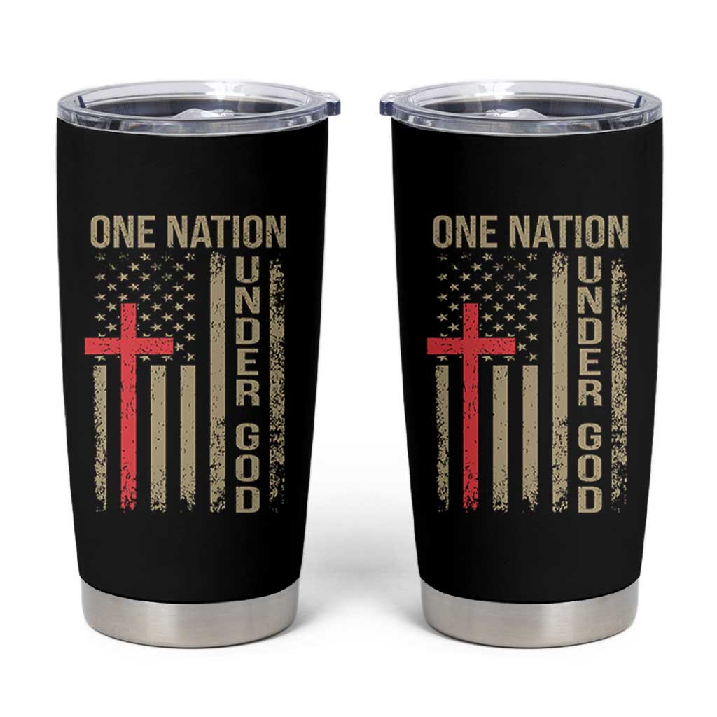 Funny One Nation Under God Tumbler Cup 4th Of July Patriotic Christian American Flag - Wonder Print Shop