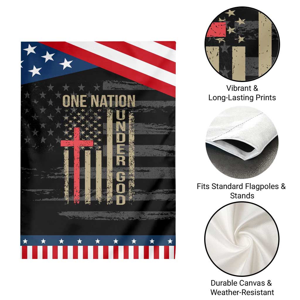 Funny One Nation Under God Garden Flag 4th Of July Patriotic Christian American Flag