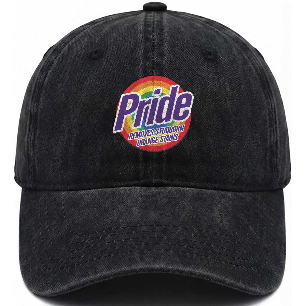 Funny Pride Removes Stubborn Orange Stains Washed Cotton Baseball Cap LGBTQ Pride Month