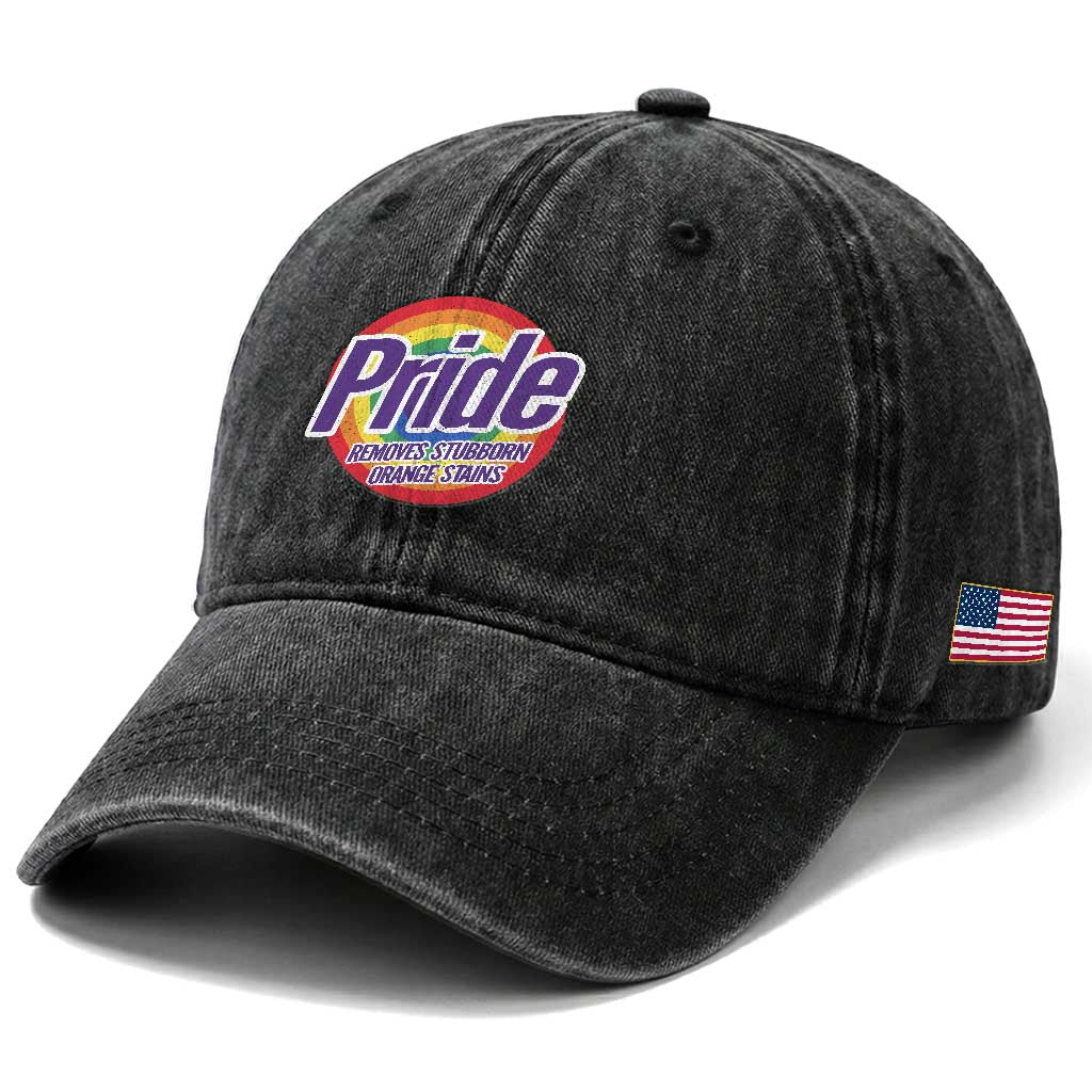 Funny Pride Removes Stubborn Orange Stains Washed Cotton Baseball Cap LGBTQ Pride Month
