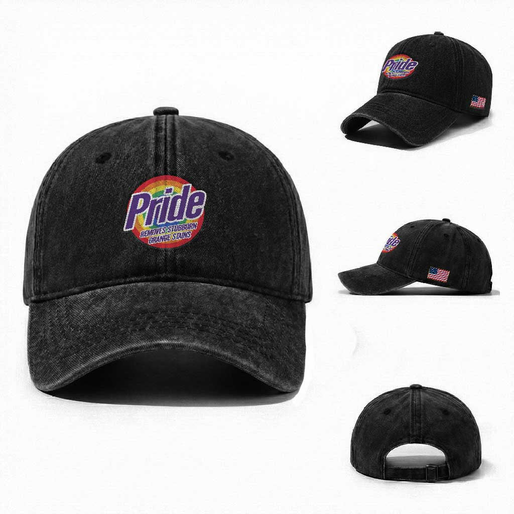 Funny Pride Removes Stubborn Orange Stains Washed Cotton Baseball Cap LGBTQ Pride Month