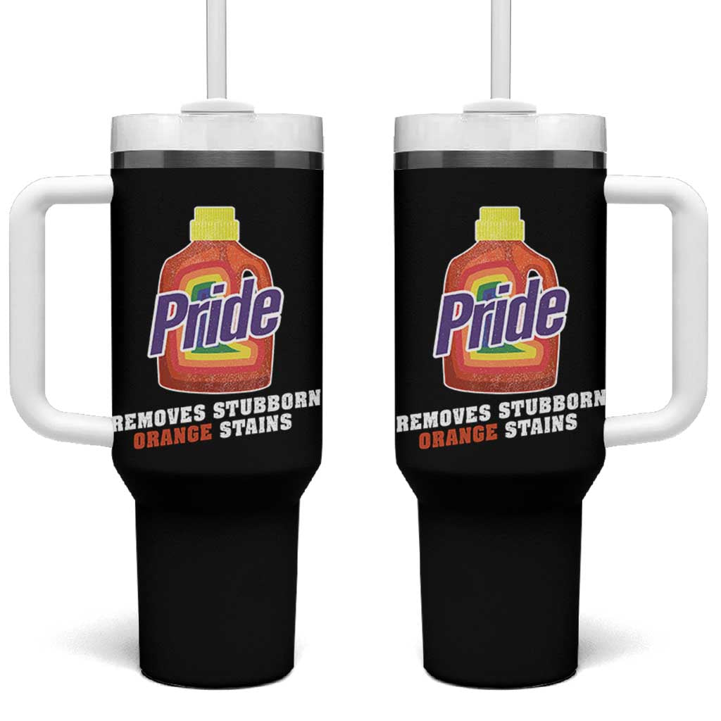 Funny Pride Removes Stubborn Orange Stains Tumbler With Handle Pride Month LGBTQ - Wonder Print Shop