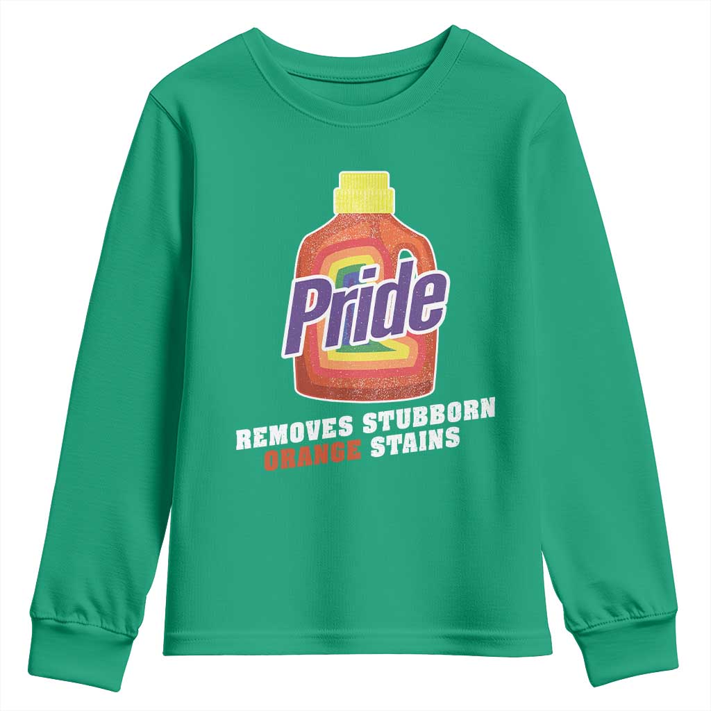 Funny Pride Removes Stubborn Orange Stains Youth Sweatshirt Pride Month LGBTQ - Wonder Print Shop