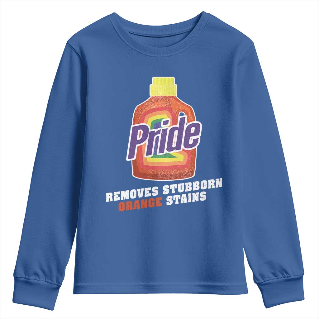 Funny Pride Removes Stubborn Orange Stains Youth Sweatshirt Pride Month LGBTQ - Wonder Print Shop