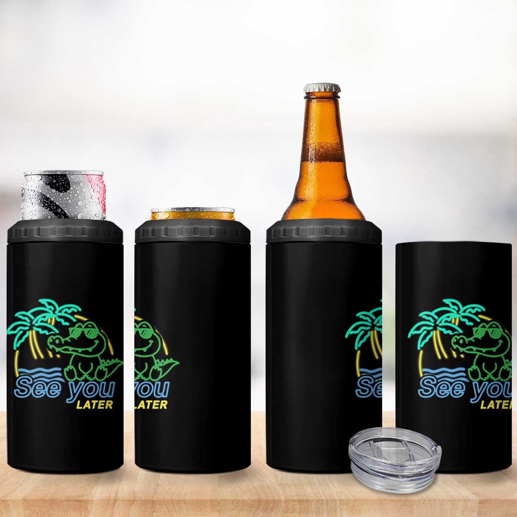 Funny See You Later Teacher Summer Alligator 4 in 1 Can Cooler Tumbler Later Gator Last Day Of School - Wonder Print Shop