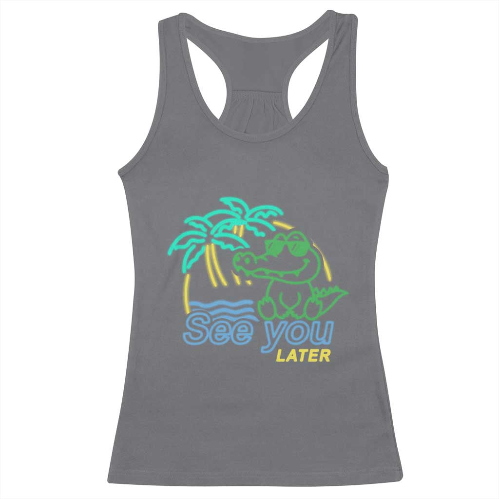 Funny See You Later Teacher Summer Alligator Racerback Tank Top Later Gator Last Day Of School - Wonder Print Shop