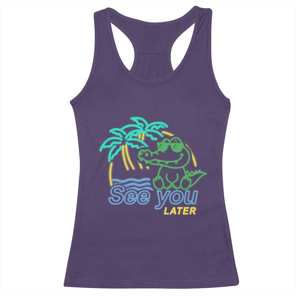 Funny See You Later Teacher Summer Alligator Racerback Tank Top Later Gator Last Day Of School - Wonder Print Shop
