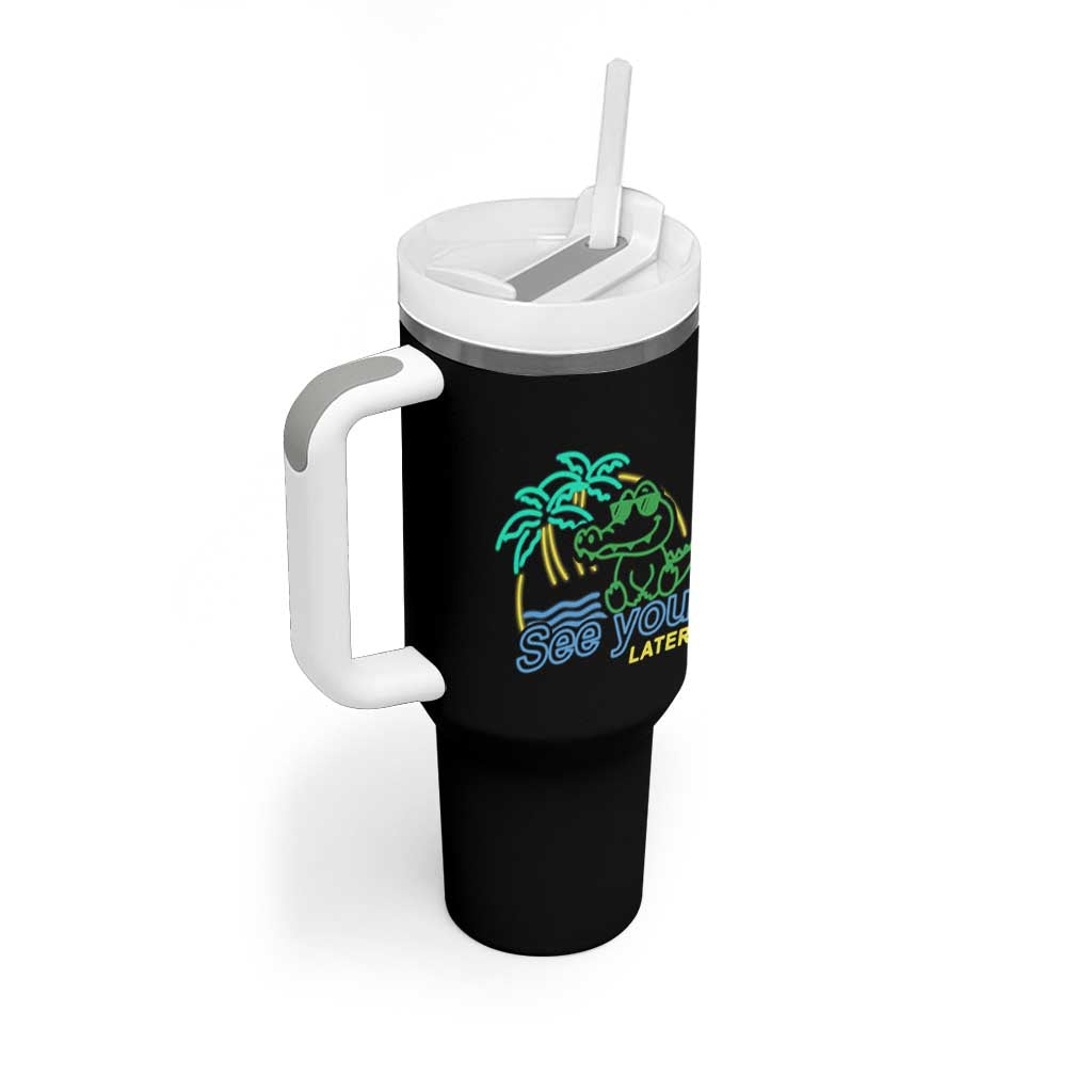Funny See You Later Teacher Summer Alligator Tumbler With Handle Later Gator Last Day Of School - Wonder Print Shop