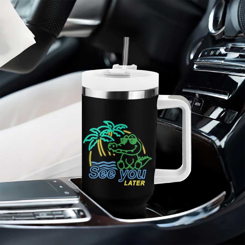 Funny See You Later Teacher Summer Alligator Tumbler With Handle Later Gator Last Day Of School - Wonder Print Shop