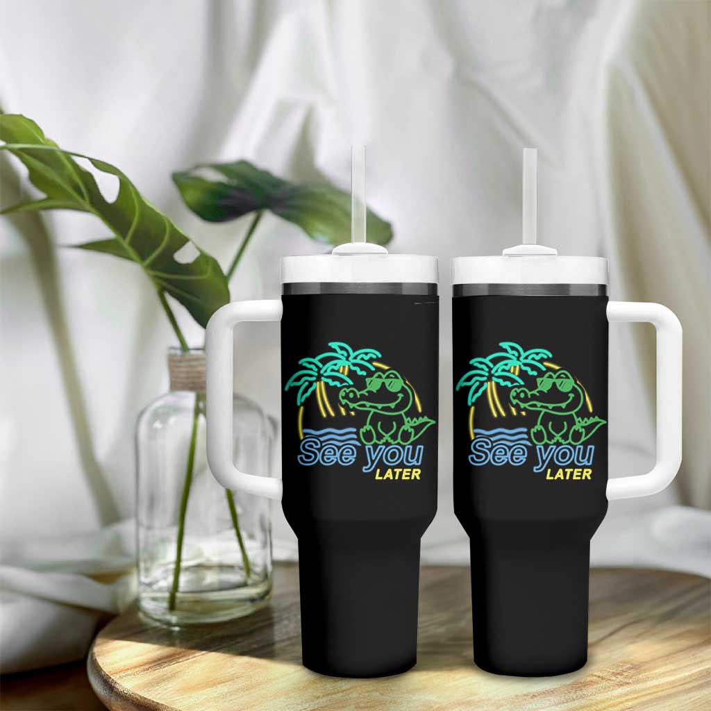 Funny See You Later Teacher Summer Alligator Tumbler With Handle Later Gator Last Day Of School - Wonder Print Shop