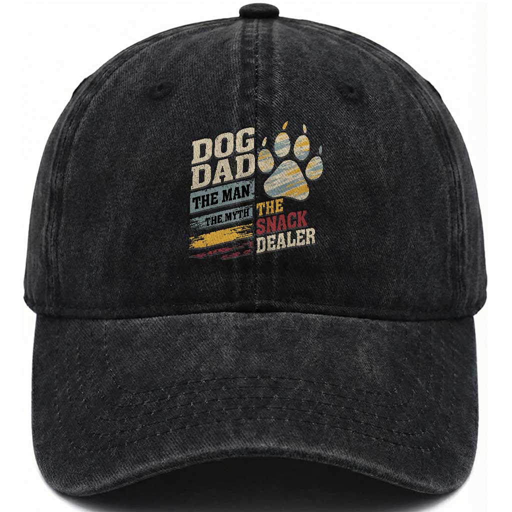 Funny Dog Dad The Man The Myth The Snack Dealer Washed Cotton Baseball Cap Fur Dad Fathers Day
