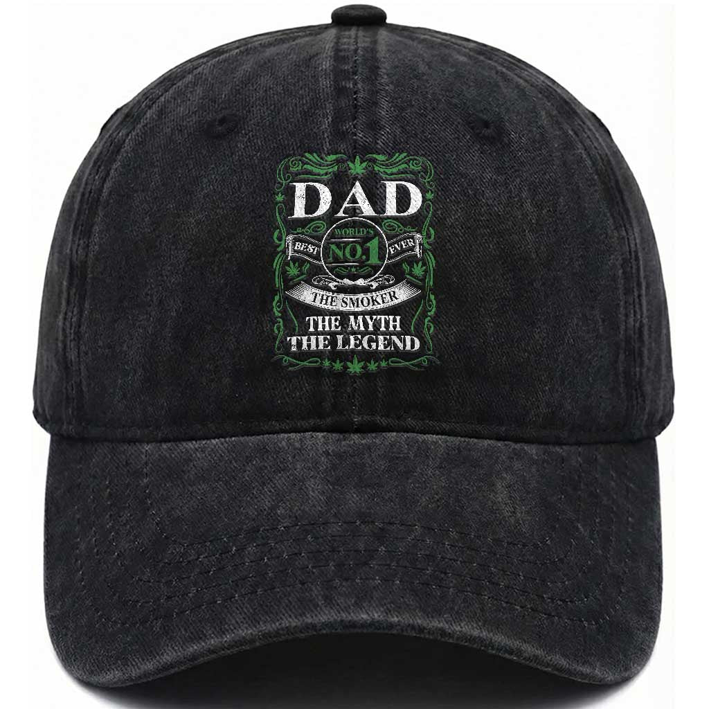 Funny Weed Cannabis Dad Washed Cotton Baseball Cap Worlds No 1 Best Dad Ever The Smoker The Myth The Legend