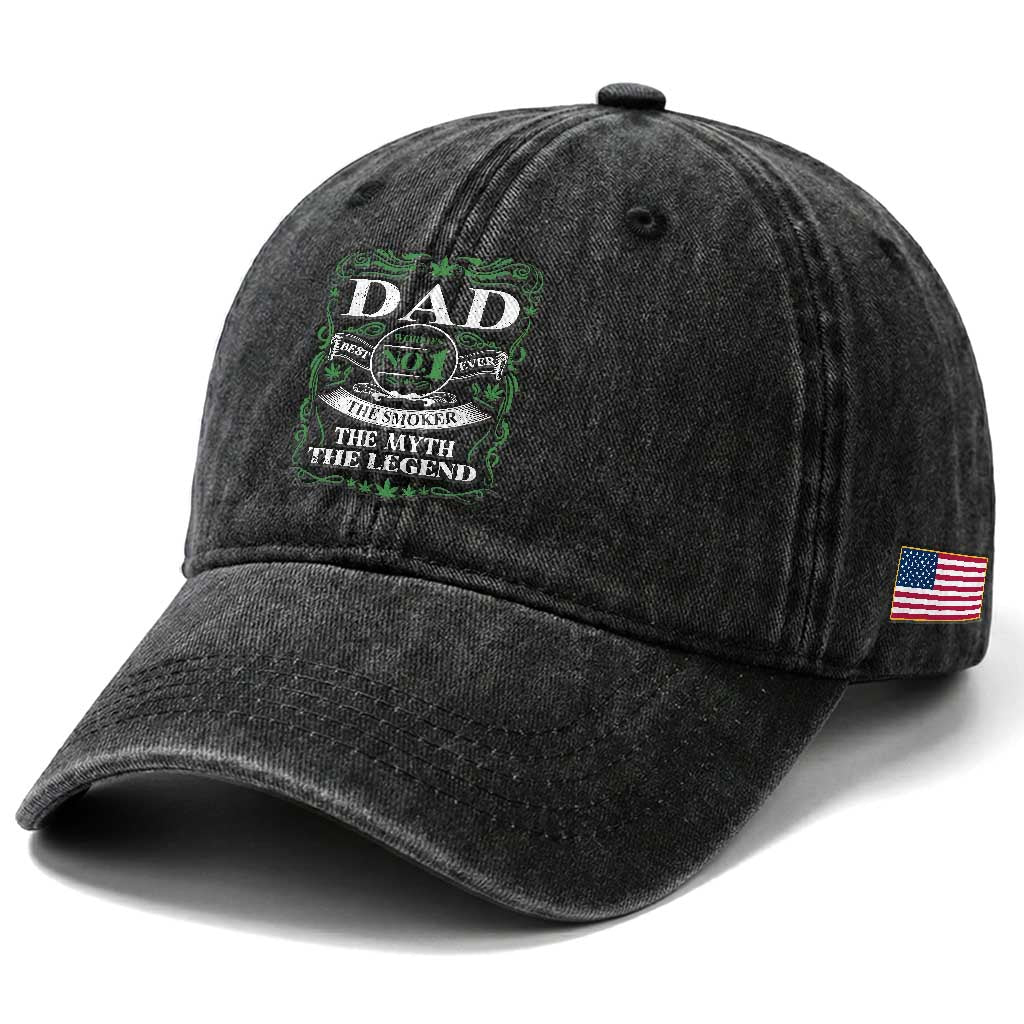 Funny Weed Cannabis Dad Washed Cotton Baseball Cap Worlds No 1 Best Dad Ever The Smoker The Myth The Legend