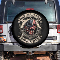 Funny One Badass Bonus Dad Spare Tire Cover Awesome Step Dad Fathers Day American Flag Skull
