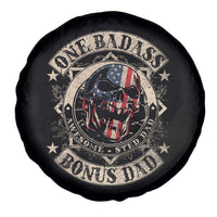 Funny One Badass Bonus Dad Spare Tire Cover Awesome Step Dad Fathers Day American Flag Skull