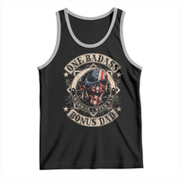 Funny One Badass Bonus Dad Tank Top Awesome Step Dad Fathers Day American Flag Skull