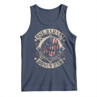 Funny One Badass Bonus Dad Tank Top Awesome Step Dad Fathers Day American Flag Skull