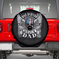 Funny One Badass Bonus Stepdad Spare Tire Cover Bonus Dad Fathers Day American Flag Skull