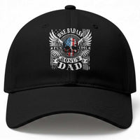 Funny One Badass Bonus Stepdad Baseball Cap Bonus Dad Fathers Day American Flag Skull