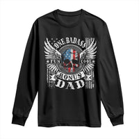 Funny One Badass Bonus Stepdad Long Sleeve Shirt Bonus Dad Fathers Day American Flag Skull