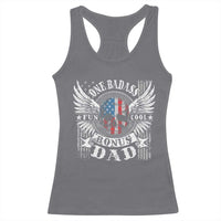 Funny One Badass Bonus Stepdad Racerback Tank Top Bonus Dad Fathers Day American Flag Skull
