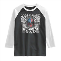 Funny One Badass Bonus Stepdad Raglan Shirt Bonus Dad Fathers Day American Flag Skull