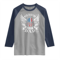 Funny One Badass Bonus Stepdad Raglan Shirt Bonus Dad Fathers Day American Flag Skull