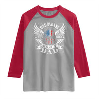 Funny One Badass Bonus Stepdad Raglan Shirt Bonus Dad Fathers Day American Flag Skull