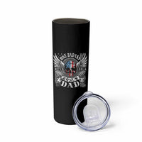 Funny One Badass Bonus Stepdad Skinny Tumbler Bonus Dad Fathers Day American Flag Skull
