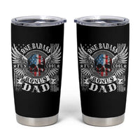 Funny One Badass Bonus Stepdad Tumbler Cup Bonus Dad Fathers Day American Flag Skull