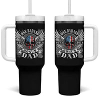 Funny One Badass Bonus Stepdad Tumbler With Handle Bonus Dad Fathers Day American Flag Skull