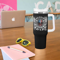 Funny One Badass Bonus Stepdad Tumbler With Handle Bonus Dad Fathers Day American Flag Skull