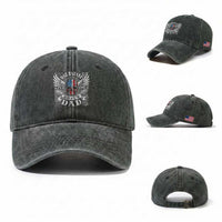 Funny One Badass Bonus Stepdad Washed Cotton Baseball Cap Bonus Dad Fathers Day American Flag Skull