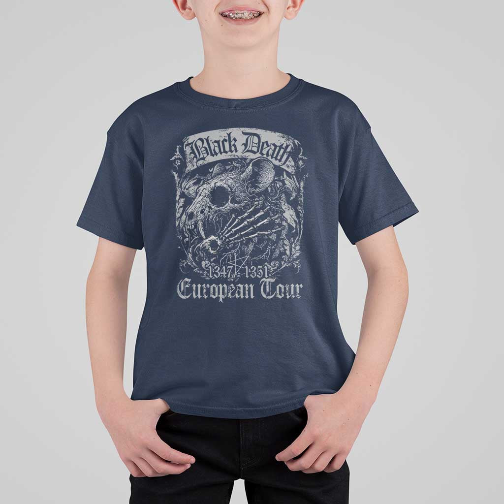 Black Death European Tour T Shirt For Kid Plague Rat Medieval History Gothic - Wonder Print Shop