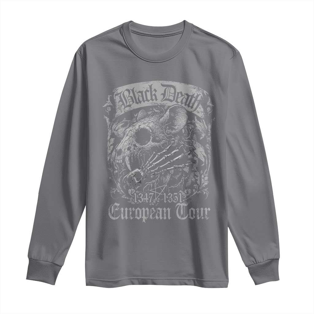 Black Death European Tour Long Sleeve Shirt Plague Rat Medieval History Gothic - Wonder Print Shop