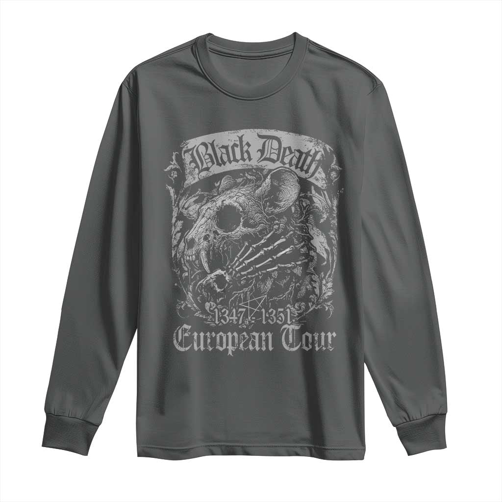 Black Death European Tour Long Sleeve Shirt Plague Rat Medieval History Gothic - Wonder Print Shop