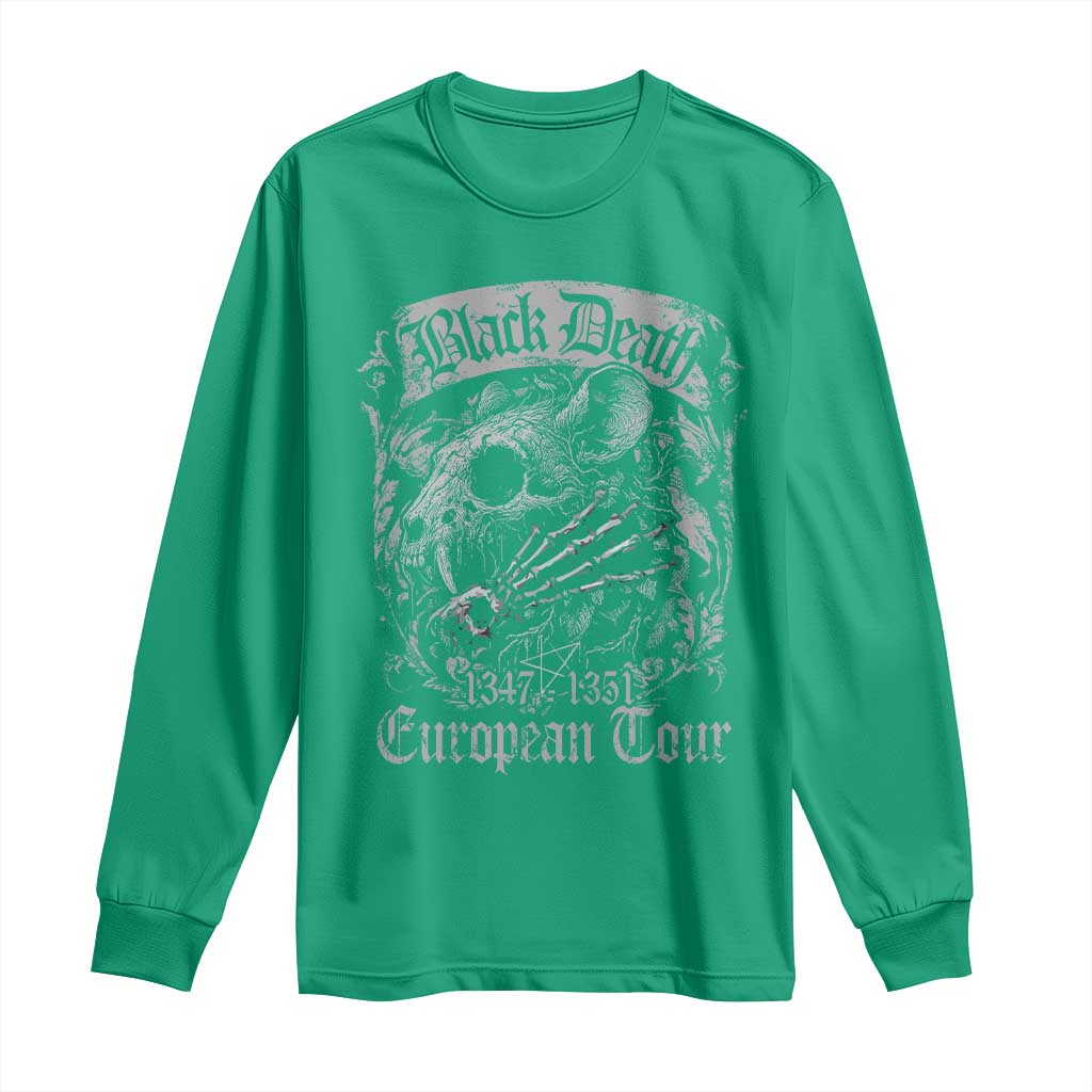 Black Death European Tour Long Sleeve Shirt Plague Rat Medieval History Gothic - Wonder Print Shop